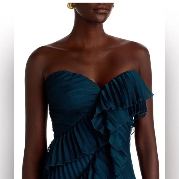 Brand new without tag! Amur Caitlyn Strapless Midi Dress Aqua Lake color size 8 - Picture 2 of 8